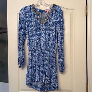 Lilly Pulitzer Blue Patterned Romper with Gold Accents Lilly Pulitzer Brand New